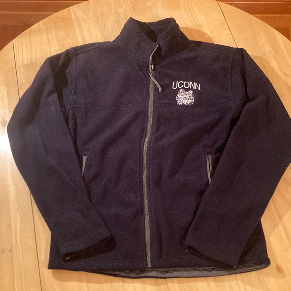 CHARLES RIVER APPAREL UCONN WOMANS ZIP UP FLEECE LONG SLEEVE SIZE X SMALL
